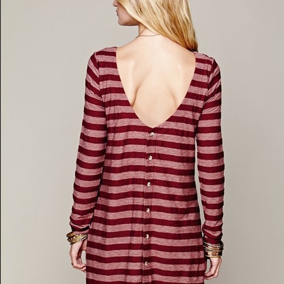 FREE PEOPLE BEACH Movie Date maroon striped tunic oversized XS - Picture 8 of 8